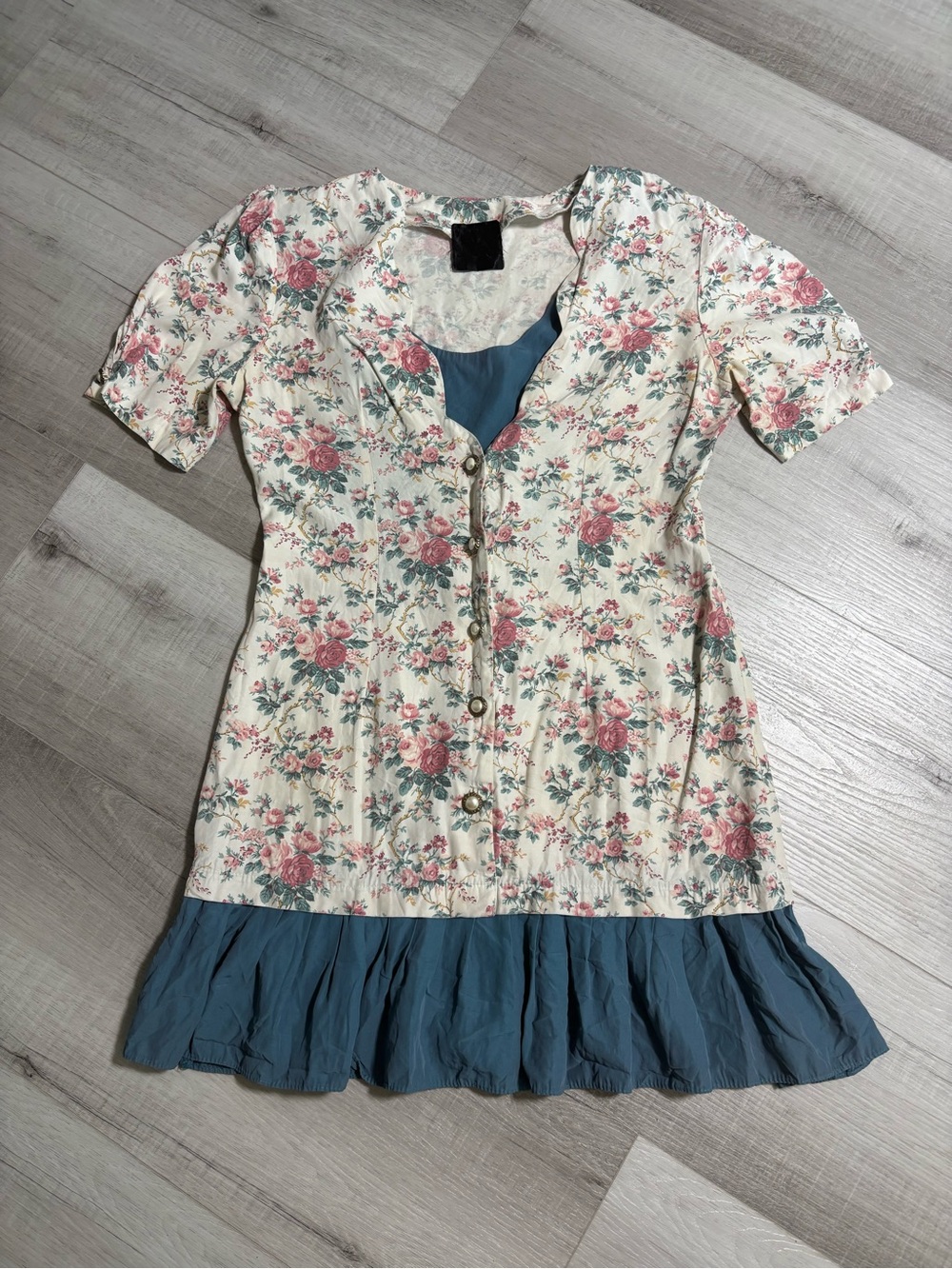 Vintage VA for Victoria Ashley Floral Button Front Ruffle Dress Sz 9